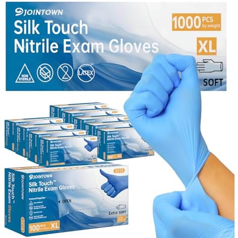 Nitrile Exam Gloves, 3.5-Mil Blue Gloves Disposable Latex-Free, Extra Soft Medical Nitrile Gloves X-Large Case Of 1000, Powder Free for Medical, Cleaning, Cooking, Esthetician, Food-Safe Gloves Cover
