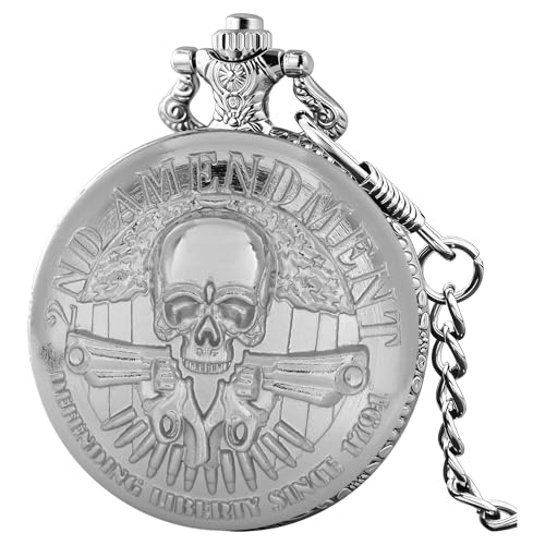 Image of Tiong Vintage Pocket Watch Engraved Cowboy Skull Wolf 3D Pattern Arabic Numerals Quartz Pocket Watch with Chain Best Gifts