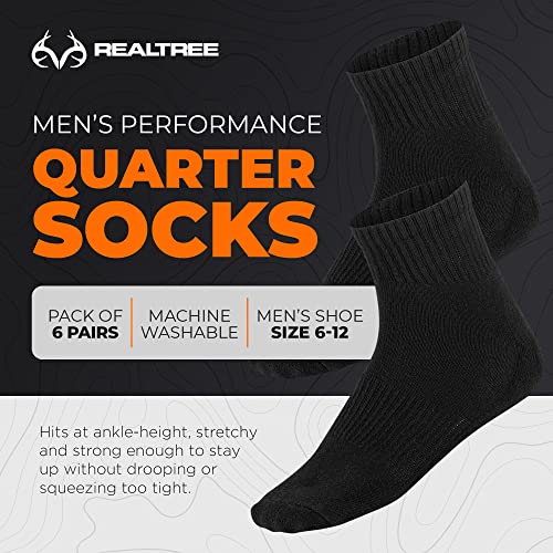 Realtree Comfort Dry Cushioned Tall Crew Black Men's Socks with Compression Arch & Moisture-Wicking - Size 6-122