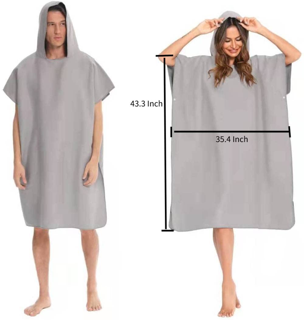 YEPLINS - Toalla poncho de surf, gris, 109.98 x 89.92 cms