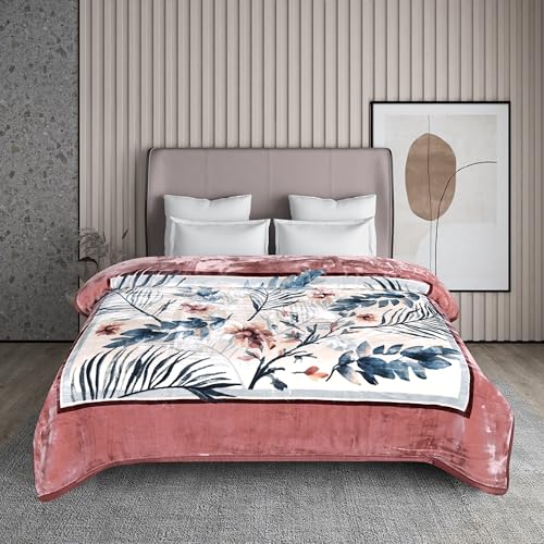 Image of Sarla Premium Cloud Touch Ultra Soft Pashmina Double Bed Blanket, 2PLY Reversible, Rose Wood
