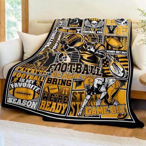 WKLKHMXBS Football Gifts for Men Women Football Throw Blanket 60 x 50 Sports Fans Merch Gear Team Color Blanket for Couch Bed