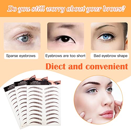 MWOOT 4D Hair-Like Eyebrow Tattoos Stickers,6 Sheets Natural Fake Eyebrow Sticker,Waterproof Temporary Brow Grooming Shaping Transfers Stickers for Women and Girls (Brown,9) - Image 4