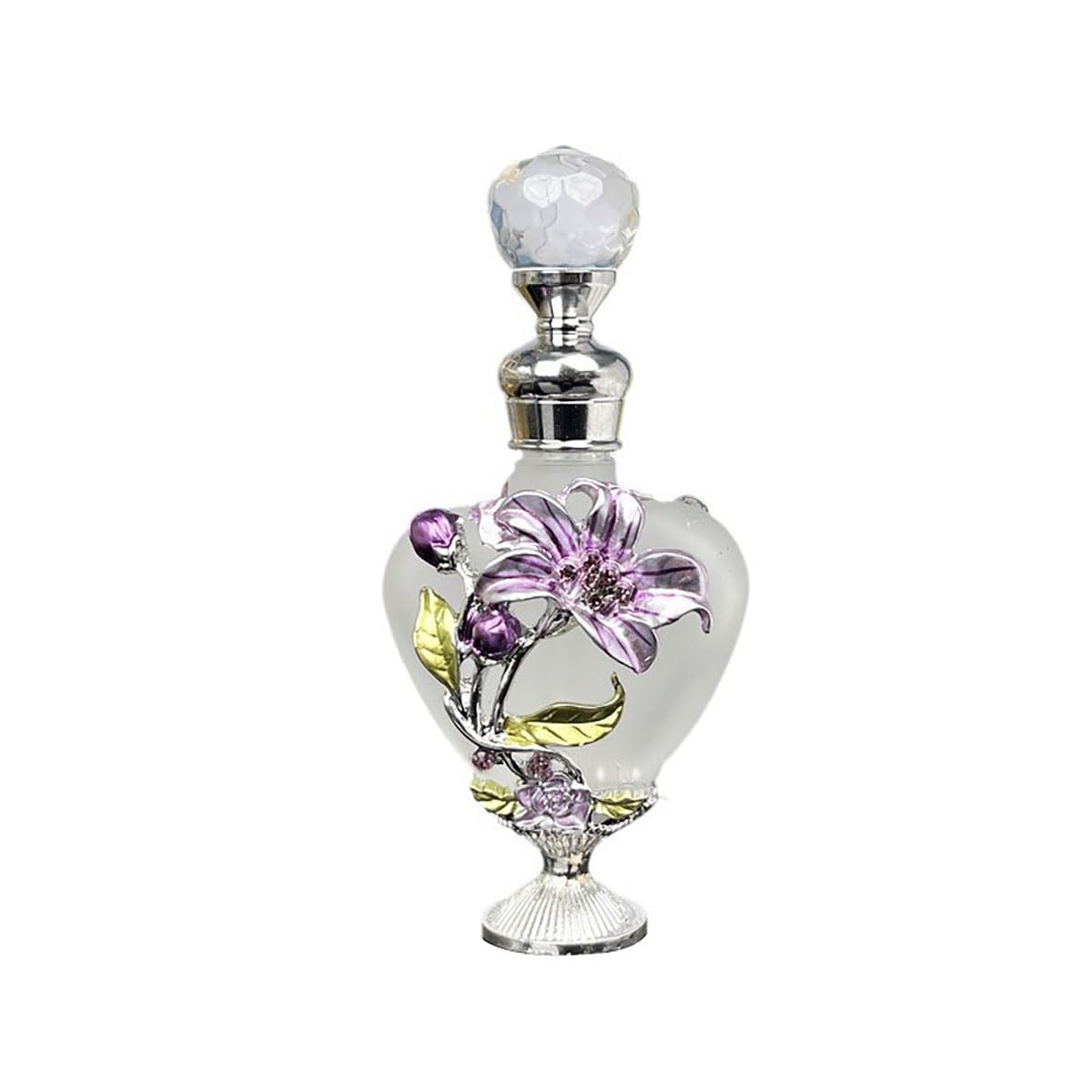 Generic 10ml Refillable Decorative Mini Flower Crystal perfume Bottle Empty Glass Essential Oil Empty Bottle Gift for Women Holiday Gift (Purple-002), CYJS-546