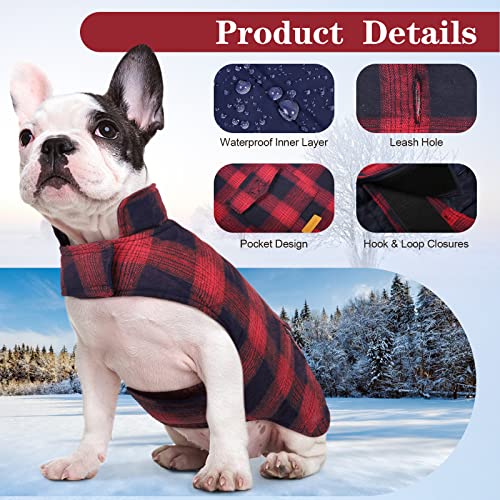 Kuoser Dog Winter Coat, Reversible Dog Jacket, Warm Dog Coat British Style Puppy Cold Weather Coat, Windproof Dog Clothes Dog Vest For Small Medium And Large Dogs Red Xs #TOP2