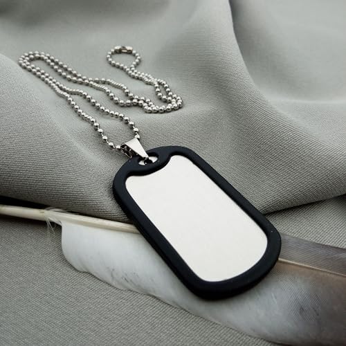 Generisch Dog Tag Personalisiert – Erkennungsmarke Edelstahl – Matt Kette Mit Namen – Gravur – Personalisierte Kette Herren – Militär Geschenke – 2 Mm Dick – Gravur – Set Mit Clip Und Gummi-Silencer