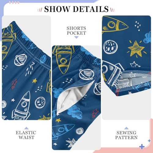 ZZXXB Rocket Star Boys Long Pants Soft Trousers Elastic Waist Kids Lounge Bottoms with Pockets S-XL4