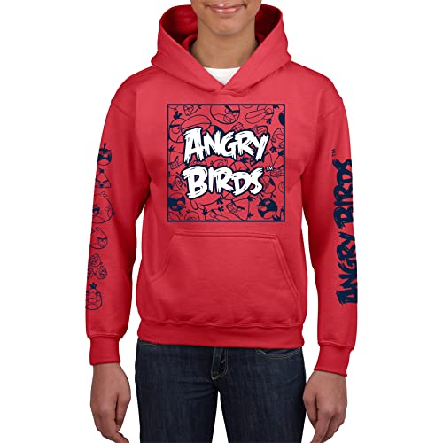 Angry Birds Official Comic Fill Box Youth Printed Hooded Fleece Pullover Sweatshirt for Boys, Girls, Unisex Red Size Small2