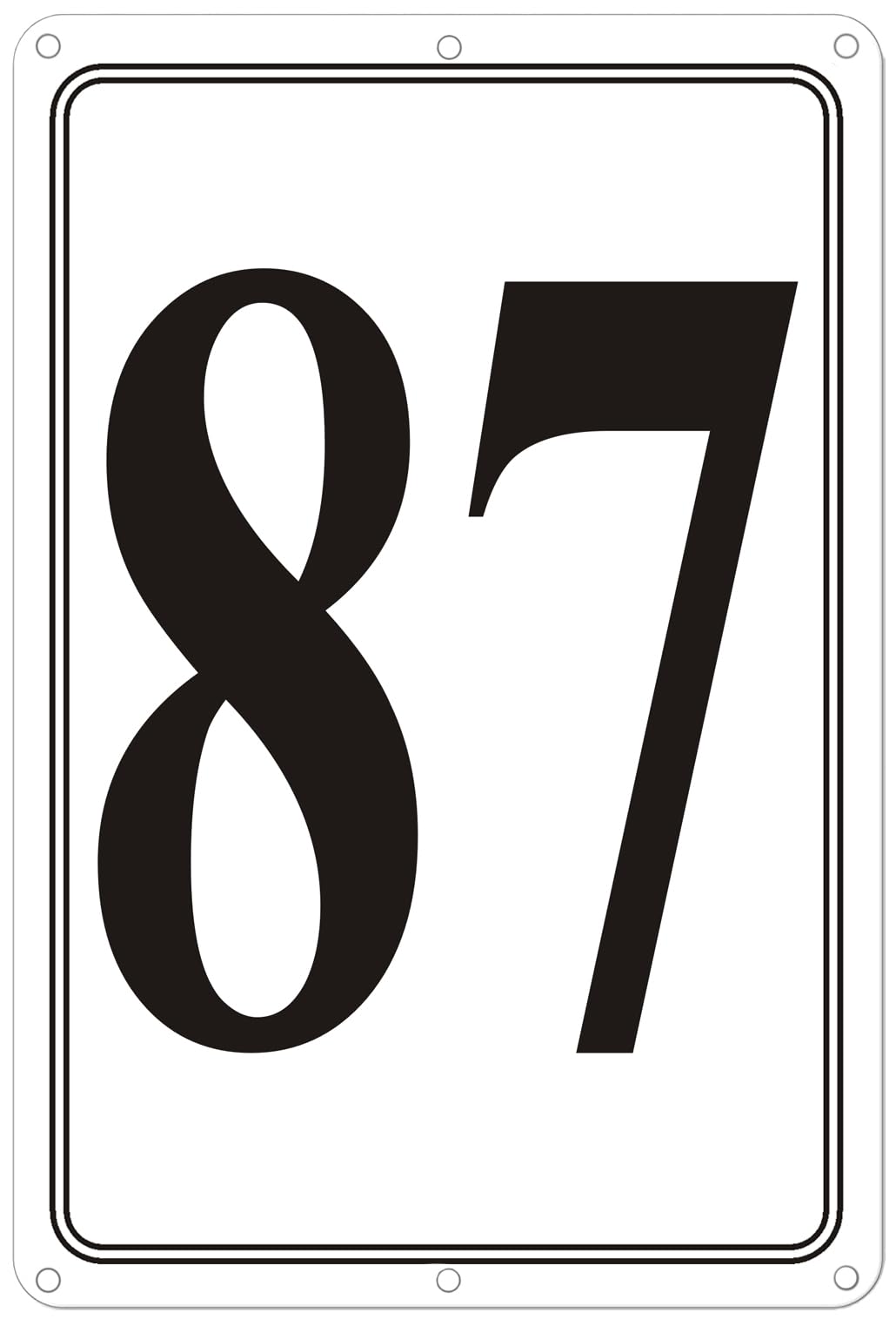 Premium Aluminum Number Signs 87, Metal 12" X 8" Numbered Signs Outdoor for Parking Lots, Floor, Dock, Court, Aisle, Field, High Visibility, No Fade, Weather-resistant
