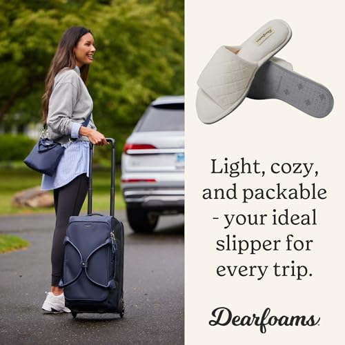 Image of Dearfoams womens Slipper Memory Foam Summer House Shoe Beatrice Terry Slide