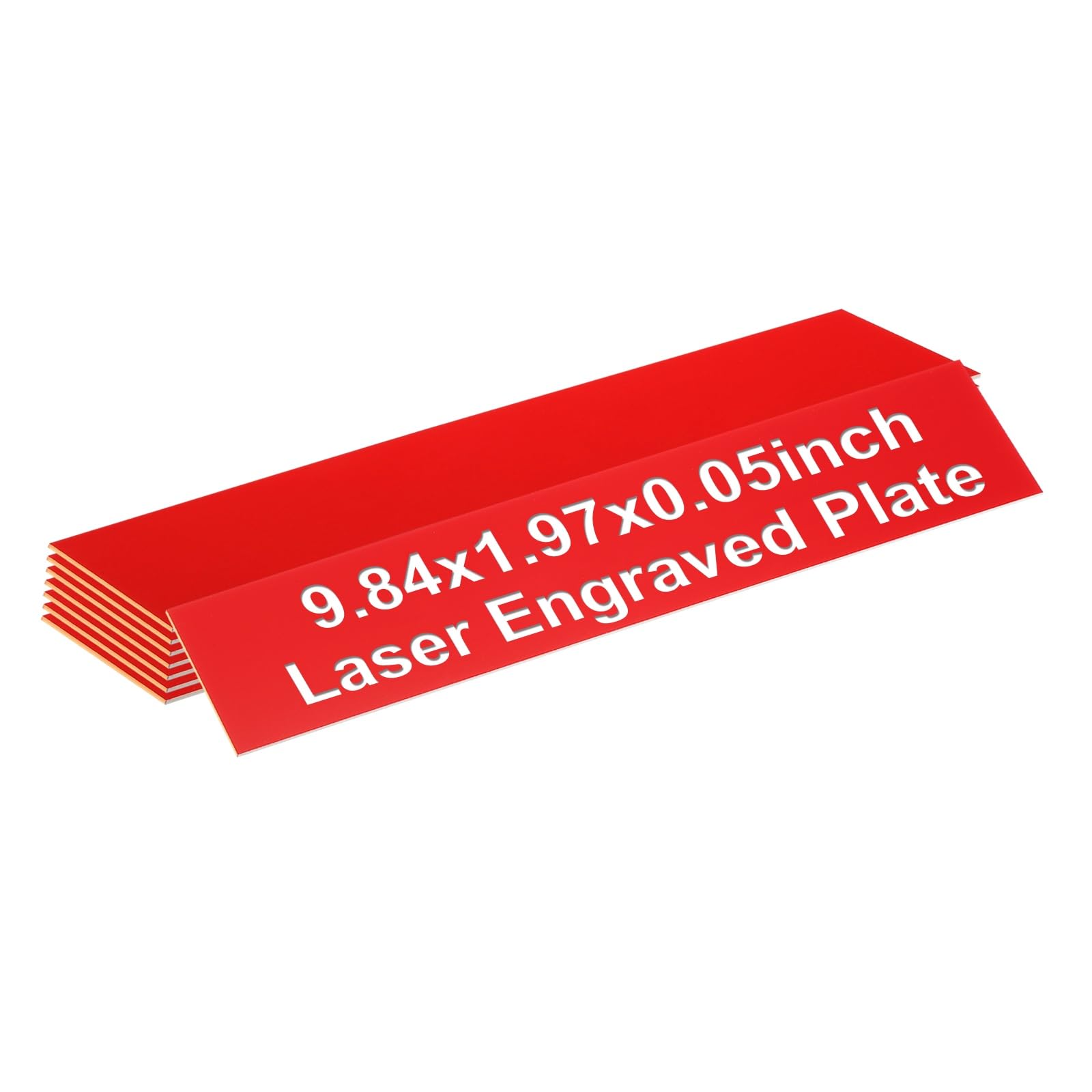 PATIKIL Blank Name Plates, 9.84x1.97" Engraved Name Plates Name Plate Personalized Custom Door Signs Desk Tags for Office Classroom, Red Color White Letter, 8 Pcs