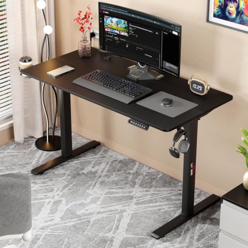 Image of Lukzer Electric Height Adjustable Table with 3 Memory Preset Controller Ergonomic Office Work & Home-Sit Stand Gaming & Study Desk (EST-003 /Black & Black /1200 x 600 mm) DIY with 3-Year Warranty