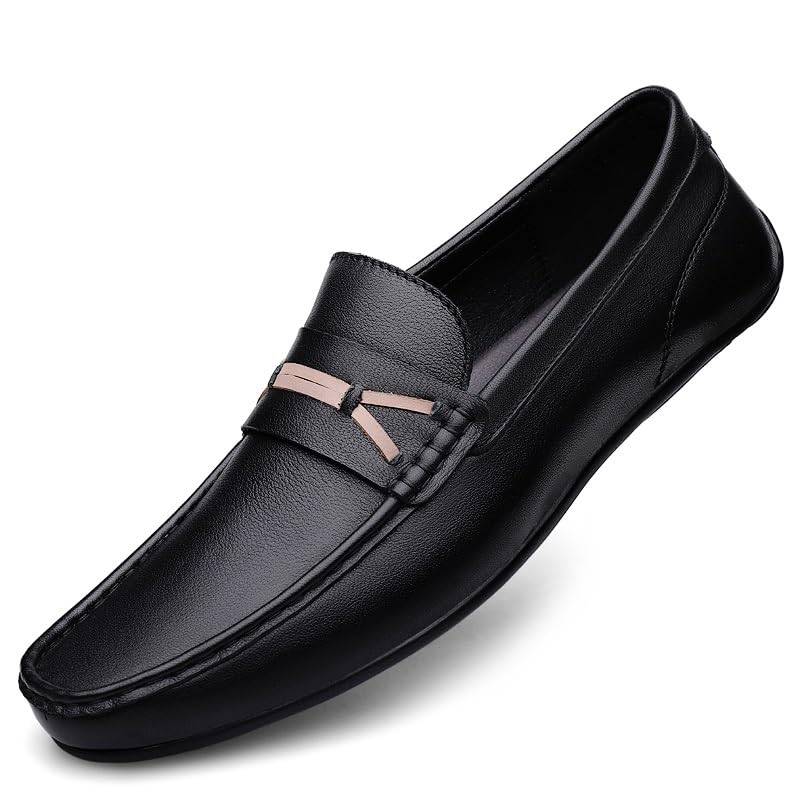 Men's Loafers Shoes Round Toe Leather Penny Loafers Anti-Slip Lightweight Flat Heel Walking Party Slip On3