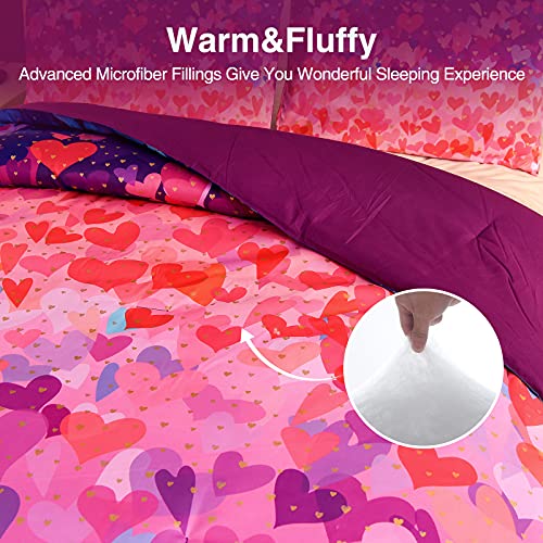 A Nice Night Comforter Set Gold Metallic Print, Rainbow Gold Foil Glitter Heart Of Love Pattern，Boho All Season Bedding Set,For Kids Teens,Boys Girls Bedding Quilt Sets (Gold, Queen(88-By-88-Inches)) #TOP5