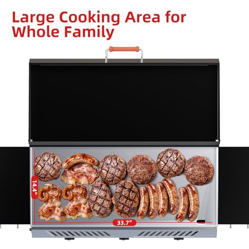 Image of 2-in-1 Propane Stove & Griddle Combo, 225,000 BTUs, Steel Cooking Surface | Outdoor Cooking Stove with Auto Ignition Button, Flat Top Grill, Outdoor Gas Griddle with Rolling Wheels
