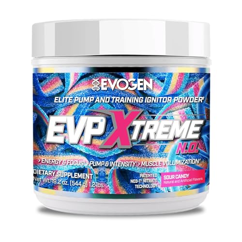 Evogen EVP Xtreme NO - Pre Workout Powder for Men & Women | Sugar Free Preworkout with Beta Alanine, Creatine, and Caffeine for Energy & Pump | Sour Candy | 40 Servings