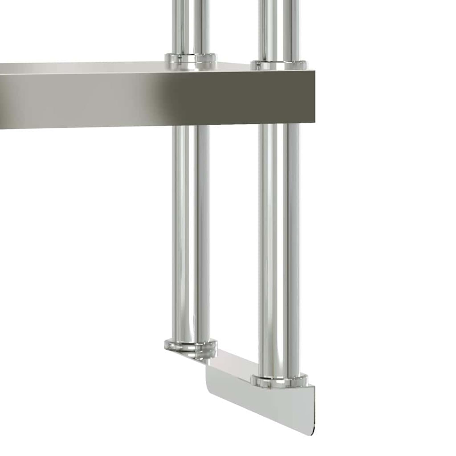 Homgoday Tavolo da Lavoro in Acciaio Inox, Argento, 110x30x150 cm, 2 Ripiani, con 4 Ruote (2 con Freno), per Cucina Professionale