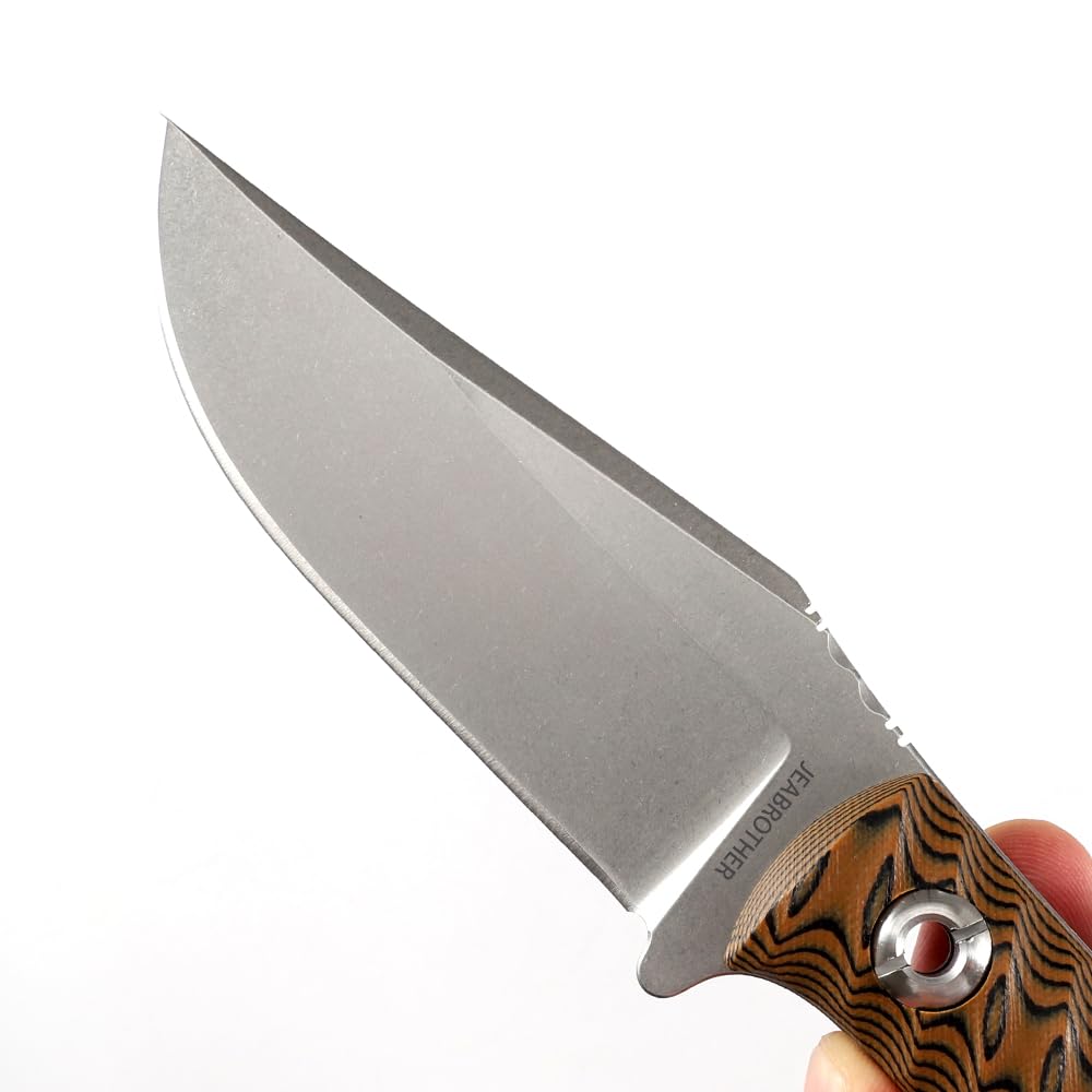 JEABROTHER Outdoor fixed blade knife with G10 handle, DC53 steel blade, Kydex sheath. Suitable for camping, hiking, fishing. Ideal gift.(B)