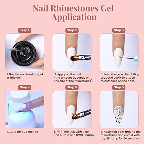 Beetles Gel Polish Conjunto de cola de strass para arte de unhas para decoração de joias de diamante