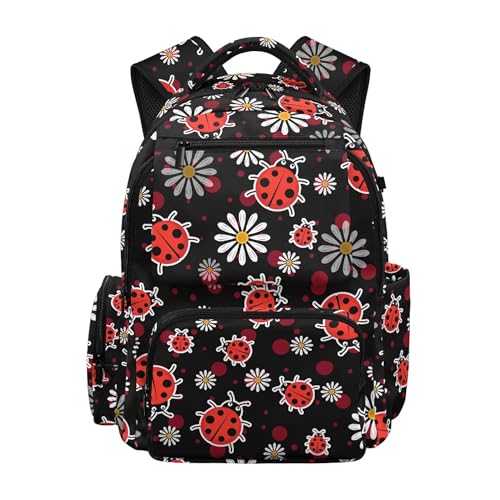 Gekhuqory Bolsa de viaje para estudiantes de Ladybug para la universidad, Estampado de mariquita, M, Clásico