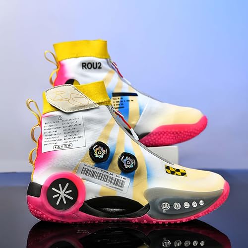 Mens and Womens High Top Buckle Closed Basketball Sneakers Comfortable Breathable Casual Walking Shoes High Elasticity Running Shoes Tennis Shoes Tennis Competition Shoes Non Slip High Jump Sneakers2