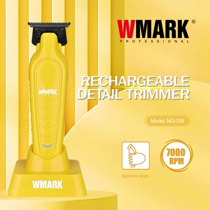 Image of WMARK NG-339 Premium Salon Series 0 Gapped 7000 RPM Outlining for Barbers 0mm balding Shape up Stainless steel DLC fix & Ceramic moving Blade 1200mAh Battery USB Charging & Stand 180-Min, Model 8