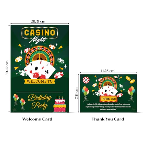 Image of Just Party Casino Theme Party Decoration - 37 pcs Happy Birthday Decoration Kit for Adults | Vegas Theme Birthday Decoration Items for Boys & Girls | Includes Props, Banners, Cake Topper, Setup Tools