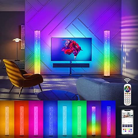 2 Pcs Led Lámpara de pie RGB Star regulable con mando a distancia y control de APP, 104 CM Cover