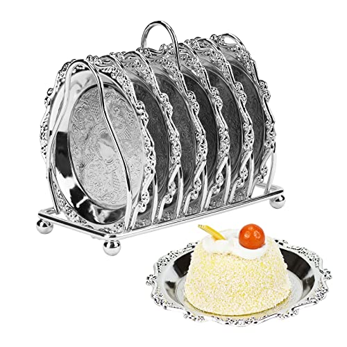 Koqye Coasters with Sliver Holder Stand, Round...