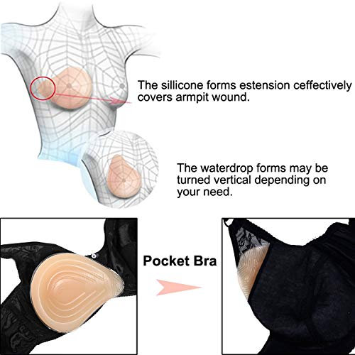 MOOVANT Silicone Breast Form Mastectomy Prosthesis Armpit Make Up A B C D Cup,Left Side Only,400g (C Cup)