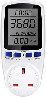 Digital Power Meter AC 220V LCD watt Meter Socket watt kilowatt-Hour Energy Meter Measurement Socket Power Analyzer(UK Plug)