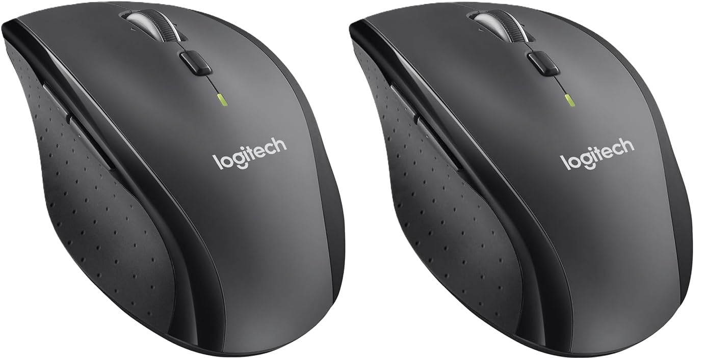 Logitech M705 Marathon Kabellose Maus, 2,4 GHz mit USB-Unifying-Empfänger, 1000 DPI, 5 programmierbare Tasten, Kompatibel mit PC, Mac, Laptop und Chromebook - Grau (2 Stück)