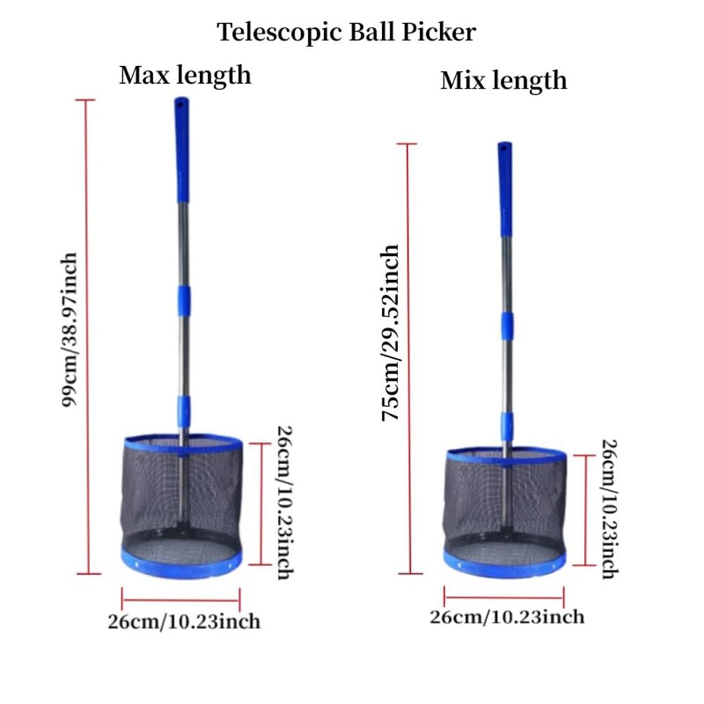 Recolector de pelotas de tenis de mesa ajustable, recogedor de pelotas de ping pong ajustable con capacidad para alrededor de 120 pelotas de tenis de mesa, longitud ajustable, para recoger y