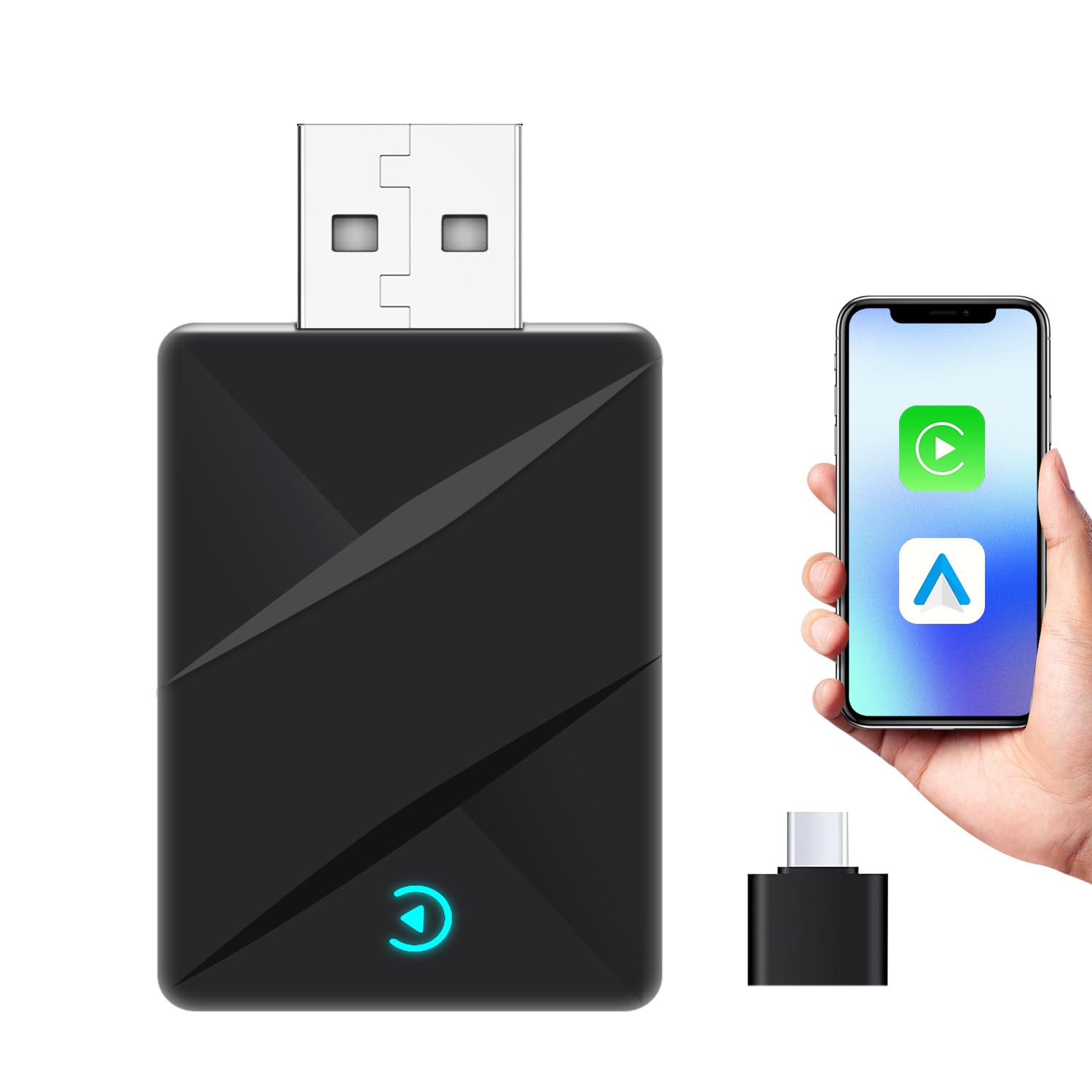 Photo 1 of Wireless CarPlay Adapter,Convert Wired to Wireless CarPlay Adapter,Plug&Play 2-in-1 CarPlay & Android Auto Adapter,Fast&Stable Mini USB&USB-C/Type-C Car Adapter,Suitable for iOS10+/Android11+?Black?
