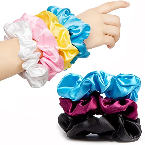 Satin Silk Scrunchies For Hair Big Scrunchies For Women or Girls Silk Hair Ties Soft Elastic Hair Bands, Silky Curly Hai