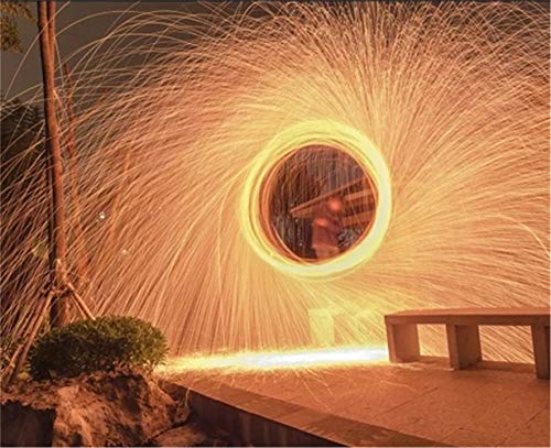 Steel Wool Firework,Fire Wire Easy Steel Wool Sparklers Flame Cast Iron Flowers Bonfire Show Props (5ROLL of Steel Wool Firework + 1 Chain + 1 Clip)