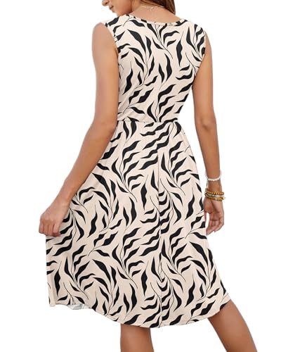 Image of MOLERANI Women Summer Dresses Sleeveless Casual Loose Swing Button Down Midi Dress with Pockets
