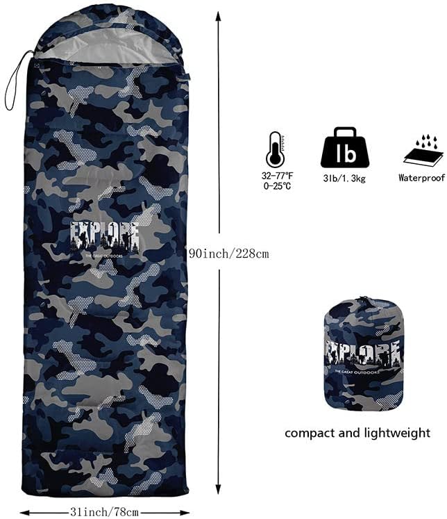 Miniatura 3 de Saco de dormir para niños y adultos, patrón de piel de jirafa marrón, ligero, cálido, portátil, para exteriores, interior, impermeable, resistente