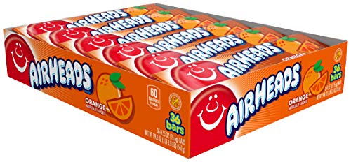 Airheads Candy, Orange Flavor, Individually Wrapped Full Size Bars, Taffy, Non Melting, Party, Pack Of 36 Bars #TOP1