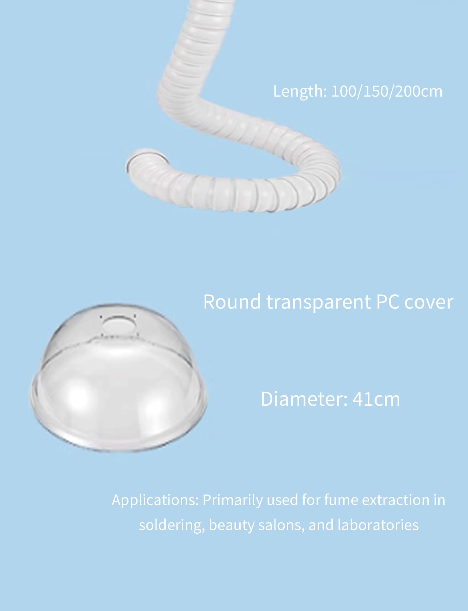 Extractor de humos de soldadura con válvula ajustable, tubo de ventilación for extracción de humos, brazo colector de conducto flexible for eliminación de aire/humo(7.5x150cm/2.9x58.5in)