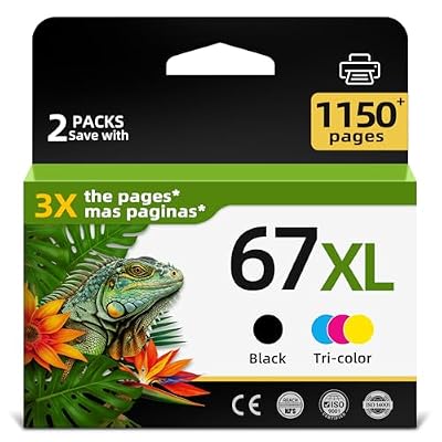 Relcolor 67XL Ink Cartridge Replacement for HP 67 XL Black Color Combo for HP67 HP67XL 2852e 2855e 4200 2827e 2734e 2700 4100 4155e 4255e 2755e 4227e 2700e 2752e 6400 4100e 6458 6455e 6458e 6065e 6000