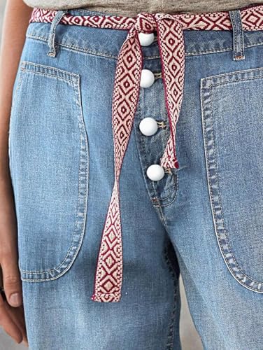 Flamingals Straight Leg Button Fly Jeans for Women Multi Pocket Mid Rise Jeans Without Belt Denim Pants4