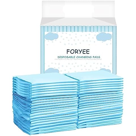 FORYEE Disposable Underpads 17 x 24 Inches (25 Pack) Incontinence Bed Pads Heavy Absorbent Soft Non-Woven Fabric Breathable - Blue Cover