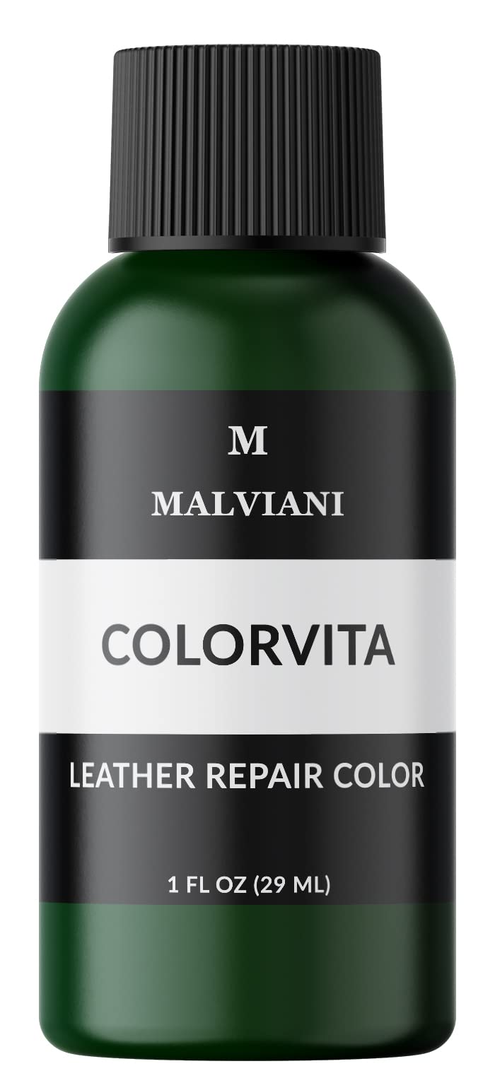 MALVIANI Leather Repair Color Restorer - Dark Green - Repair Furniture, Couch, Car Seat & Sofa - 1 oz.