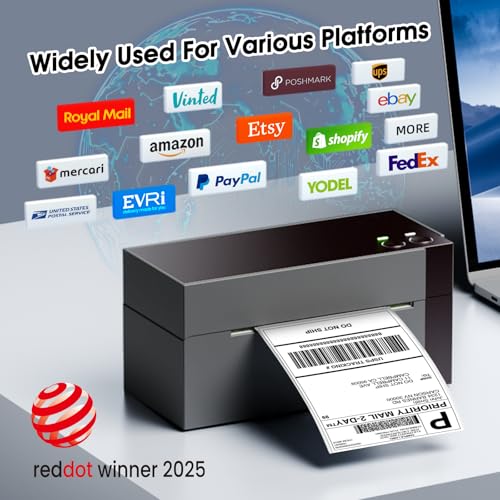Image of Phomemo 344WF WiFi Label Printer, [Upgraded] 300DPI Shipping Thermal Labels Printer for Shipping Packages, 4x6 Label Printers Compatible with iOS, Android and PC Etsy Ebay USPS, IF Design Award 2024