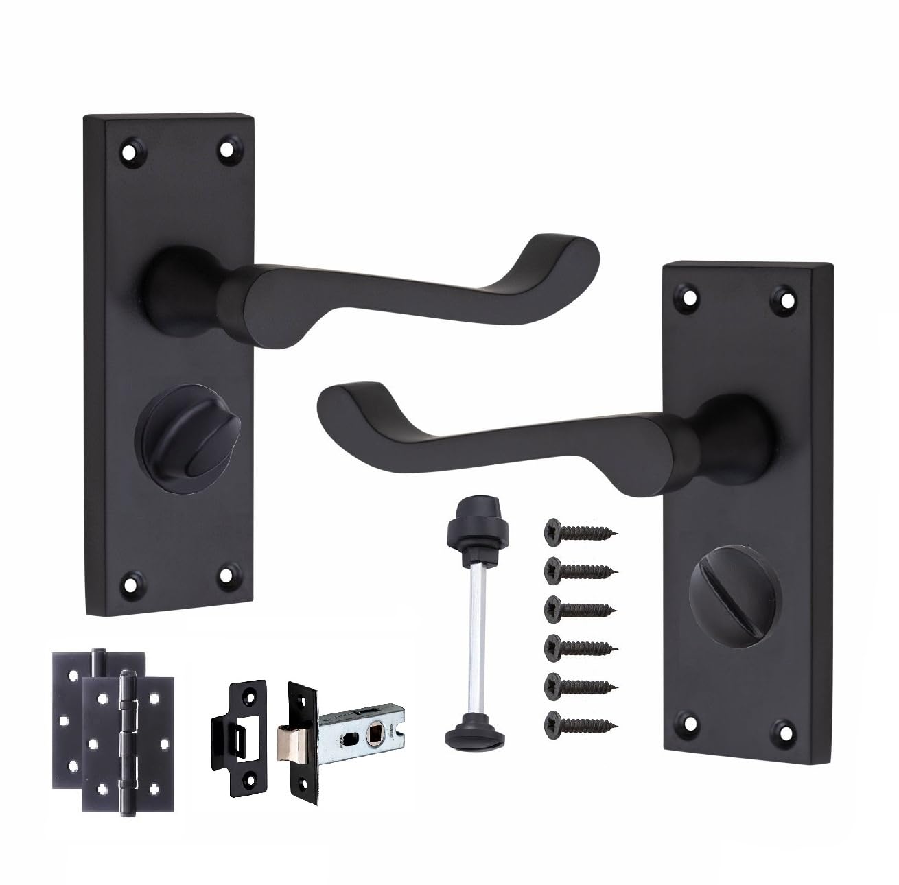 Golden Grace Victorian Scroll Privacy Door Handle Set Black