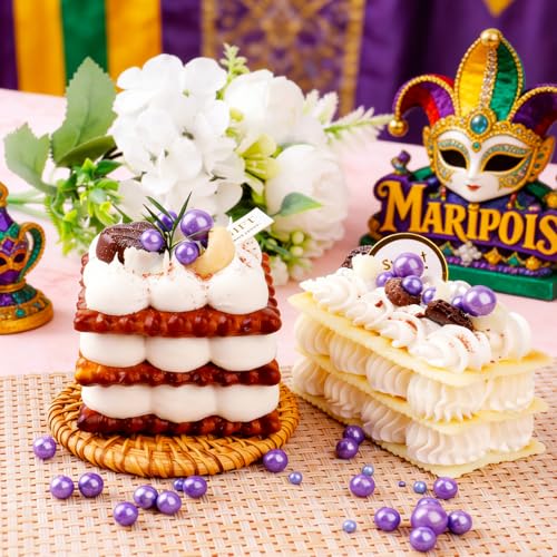 Image of Purple Pearl Sprinkles for Cake Decorating, 4 Sizes Sugar 130g /4.6oz, Cupcake, Ice Cream, Donuts, Macaron Toppings Supplies (2mm, 4mm, 7mm, 1cm)