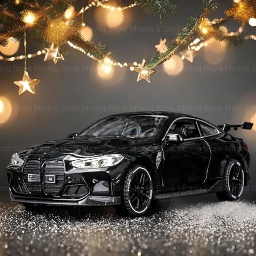 Image of 1:32 B-M-W- M4 Sport Diecast Metal Pullback Toy car with Openable Doors & Light, Music Boys Gifts Toys for Kids (1:32 B-M-W- M4 -Black)