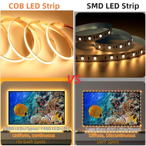 Tira LED COB 24V 16.4 ft Dimmable Luz Roja y Blanca miniatura 4