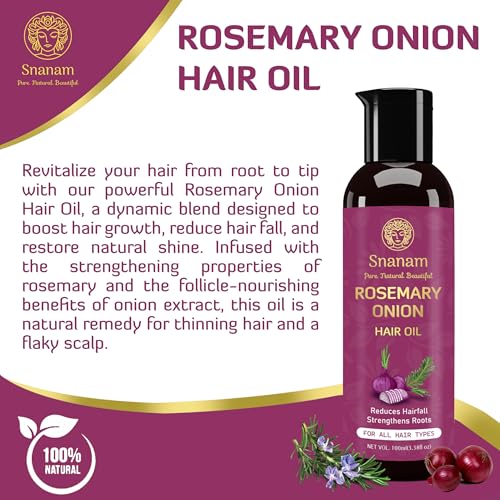 Image of Rosemary Onion Hair Oil | 100% Pure & Natural Hair Oil | Reduces Hair Fall, Strengthens Roots & Nourishes Hair | For All Hair Types | 100 ml